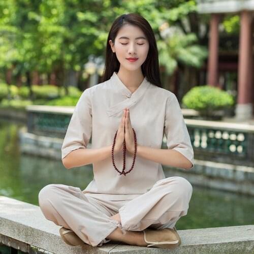 Women Cotton Linen Traditional Chinese Clothing For Women Tai Chi Uniform Wushu Yoga Meditation Clothing Tai Chi Costume Women