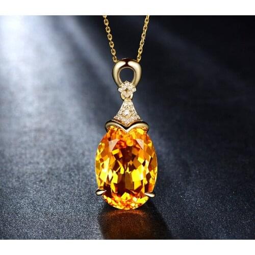 BLACK ANGEL 2020 New Luxury Mermaid 18K Gold Citrine Gemstone Pendant Necklace For Women Fashion Jewelry Christmas Gift
