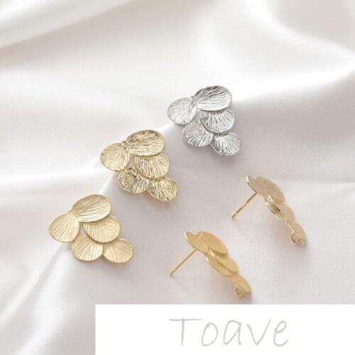 14K gold bag, color-preserving leaf with ring, silver needle diy earrings earrings, hand-made material accessories