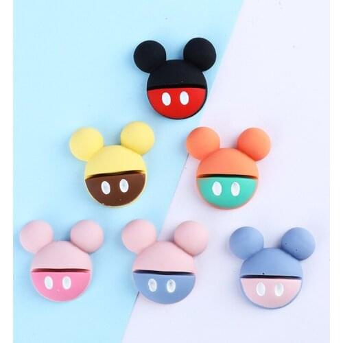 30Pcs Cartoon Mouse Head Resin Color Ornaments DIY Craft Basteln Girls Hair Accessories Phone Shell Patches Decor Arts Materials