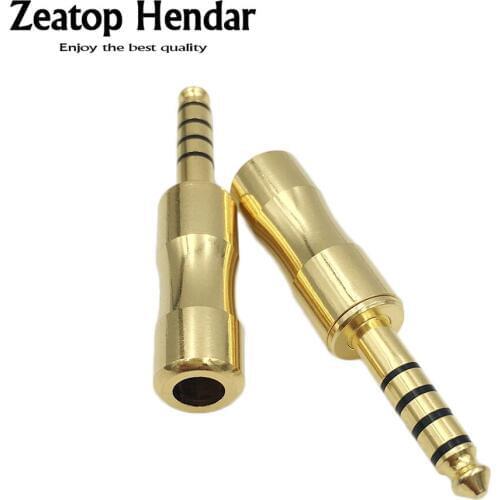 4Pcs Gold plated 4.4mm Plug Audio Jack 5Pole HiFi Earphone NW-WM1Z/A Solder Wire Connector Headphone Splice Adapter Balance Plug