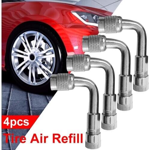 4Pcs Motorcycle Metal 90 Degree Tyre Valve Extension Adaptor for Car Motorcycle Bike Scooter 4 Pack Universal Extenders