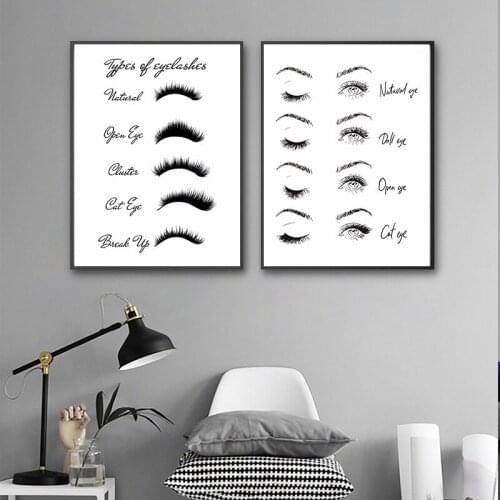 Eyebrow Shapes Print Makeup Wall Art Canvas Painting Black and White Fashion Poster Make Up Beauty Wall Picture Girls Room Decor