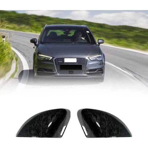 Car Forged Carbon Pattern Side Wing Mirror Cover with Blind Spot Hole For- A3 S3 8V 2015-2019