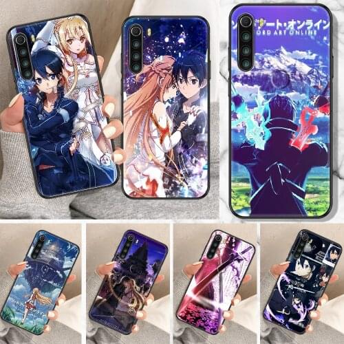 SAO sword art online Anime Phone Case For Xiaomi Redmi Note 7 8 9 10 7A 8T 9A 9T 9S 10S Pro black trend bumper pretty cover