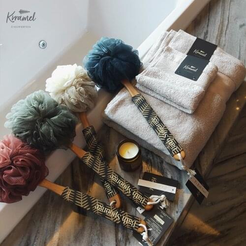 Wooden handle bath flower massage cleaning bath brush long handle back rubbing brush, bath towel, bath cleaning tool