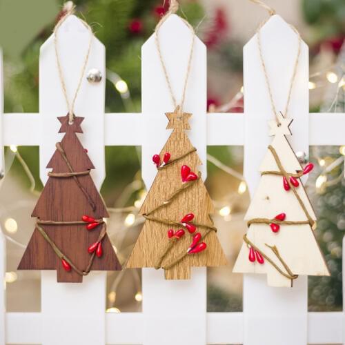 Wooden Christmas Ornaments Wood Pendants Rattan Cone Christmas Tree Drop Ornaments Xmas Decor Christmas Decoration for Home