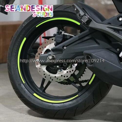 For BMW Yamaha Honda Ducati Kawasaki Aprilia MV Agusta Benelli Wheel Sticker Reflective Rim Stripe Bike Motorcycle Suitable