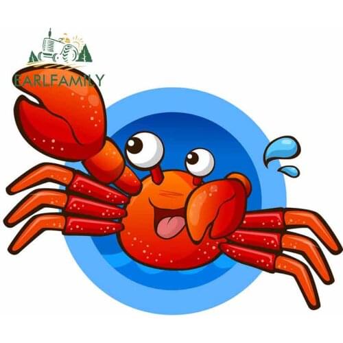 EARLFAMILY 13cm x 9.6cm for Cute Crab Fine Car Stickers DIY 3D Funny Graffiti Sticker Decal Suitable for All Types of Vehicles