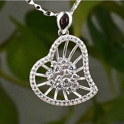 Guarantee Plain 925 Sterling Silver, CZ, Cubic heart pendant 25mm, 2.1g, PE36178