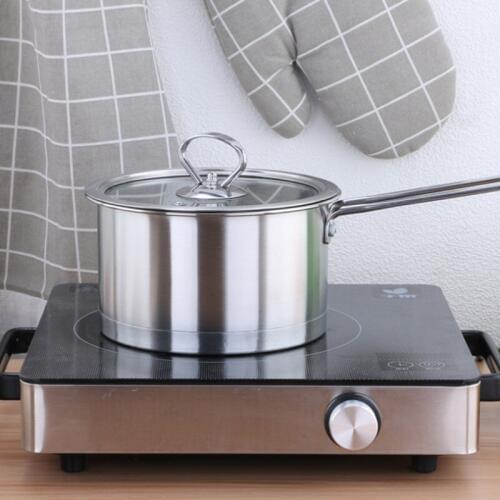 201 Stainless Pot Steel German Right Angle Thickening Deepening Single Handle Milk Pot Soup Pot Induction Cooker Universal Gift
