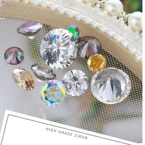 Round Crystals Zircon Rhinestones Pointback Zircon Rivoli Shiny Jewelry Accessories Colorful Glue On Rhinestones Crafts