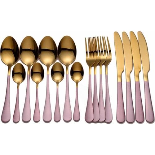 Steel Cutlery Set Forks Knives Spoons Tableware Stainless Steel Cutlery Set Mirror Knives Golden Kitchen Dinnerware Set Flatware