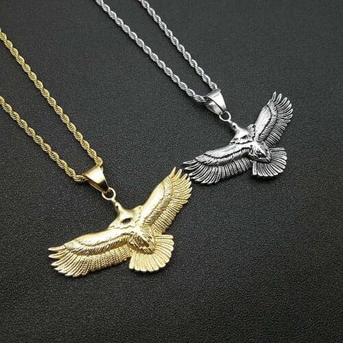 Animal Eagle Pendant Necklace For Men Male 3.0MM Gold Color Stainless Steel Chains Gothic Vintage Hip Hop Jewelry Dropshipping
