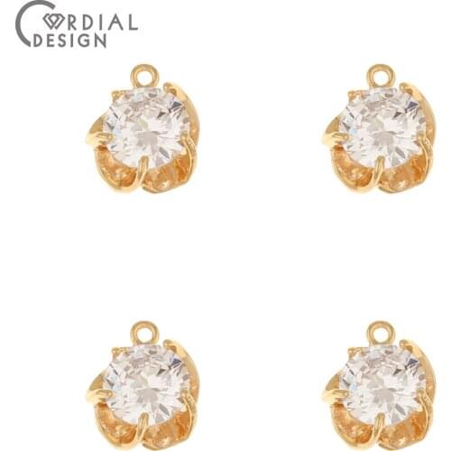 Cordial Design 30Pcs 10*13MM CZ Charms/Jewelry Accessories/Genuine Gold Plating/Hand Made/Earring Findings/DIY Making/Pendant