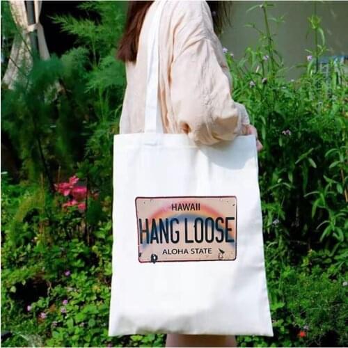 Hang Loose Canvas Bags Aloha Fashion Tote Bag Designer Fashion Letter Cute Bags Custom Bags with Logo Eco Friendly