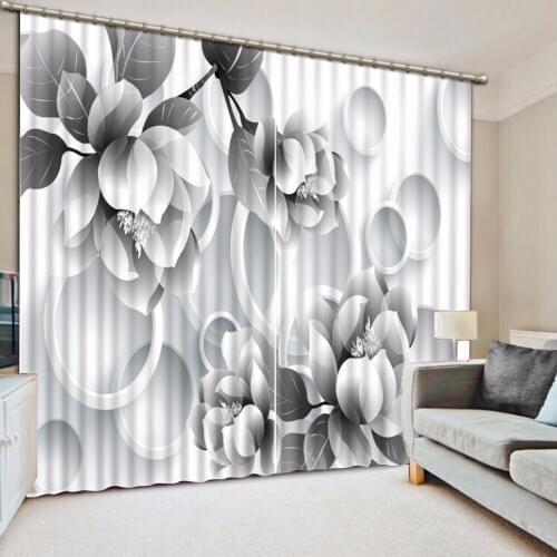 Simple flower circle 3D Curtains Printing Blackout Curtains Living Room or Hotel Luxury Curtains