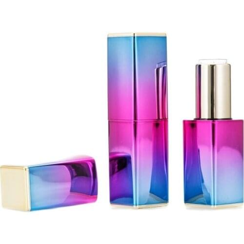 12.1mm Empty Gradual Change Purple Lip Balm Tube Plastic Lipstick Tube Square Lip Balm Packaging Cosmetic Container 30pcs/Lot