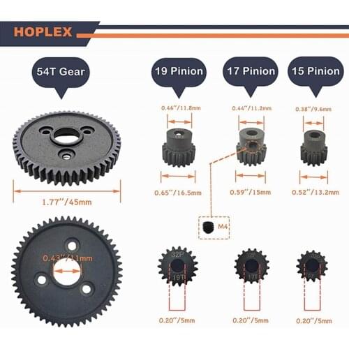 Steel Metal Gear 54T/15T 17T 19T 32P Steel Motor Pinion Gears for AXAIL 90025 90026 Traxxas Slash VXL Rustler E-Revo T-Maxx