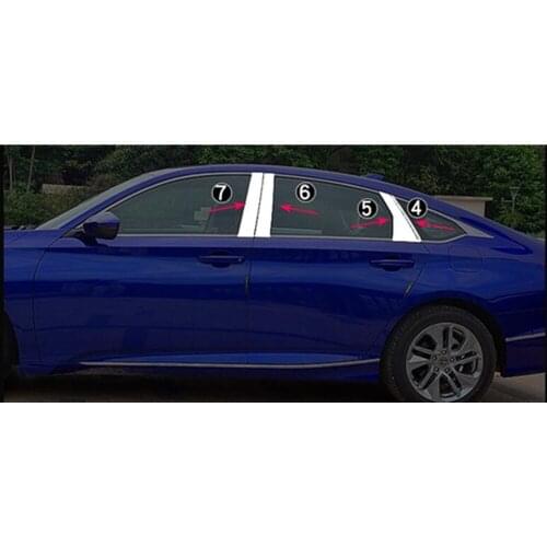 For Honda Accord Sedan 10th 2018 2019 2020 2021 Car Body Stick Stainless Steel Window Garnish Pillar Window Middle Strip Trim