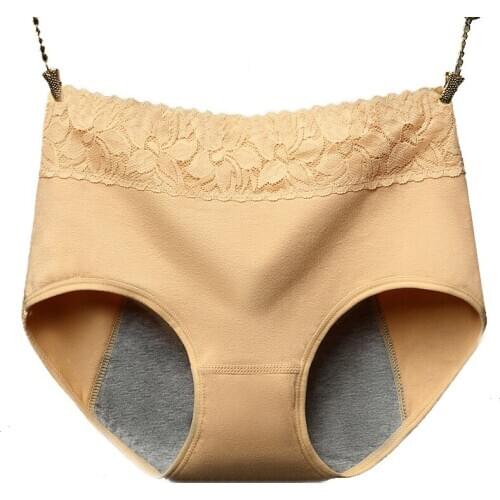 New Women Cotton Sexy Lace Physiological Period Leak Proof Menstrual Panties Breathable Seamless Middle Waist Underwear Breifs