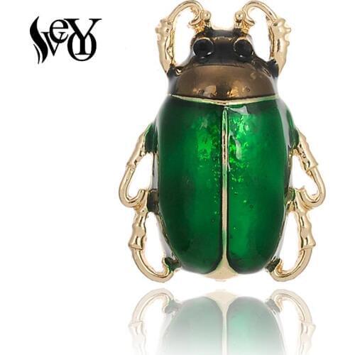 VEYO Cute Beetle Brooch Pin Enamel Insect Brooches Clothes Fashion Jewelry Gift