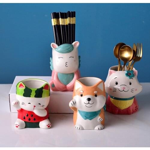 Japanese creative ceramic chopsticks tube chopsticks cage shelf kitchen accessories drainage tableware storage chopsticks tube