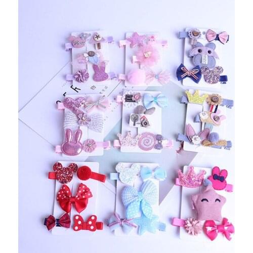 5pc/set Fashion Cute Girl Hairpin Flower Crown Bow clip Barrettes Hair Accessory