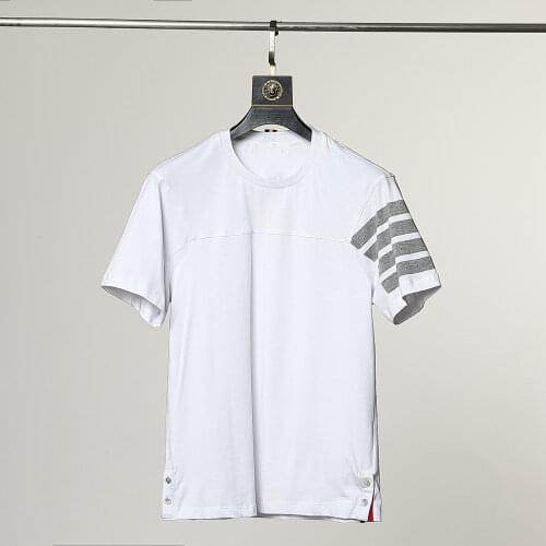 2021 Summer T-Shirt Short Sleeve Cotton Soft High Quality Women Top Couples Wear Striped O-Neck Young