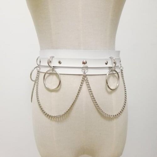 Leather Punk Harness Handmade suspenders Sexy Harajuku Body woman Bondage Metal Triangl Adjustable Waist Belt Strap Cross hang