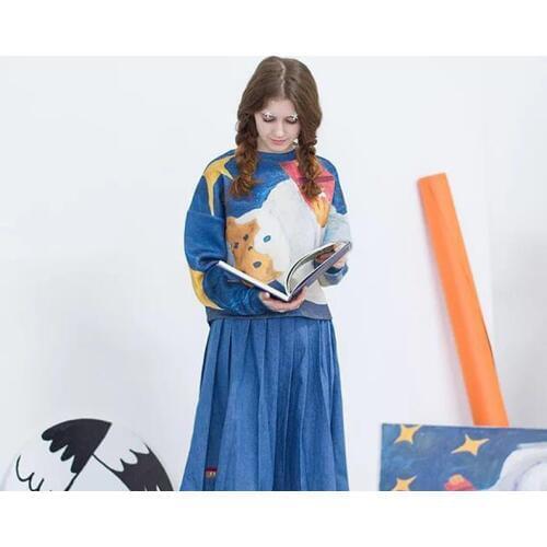 Spring New Womens Pullover Sweatshirts Graffiti Printed Fashion Harajuku Long Sleeve O-neck Ladies Short Pullovers