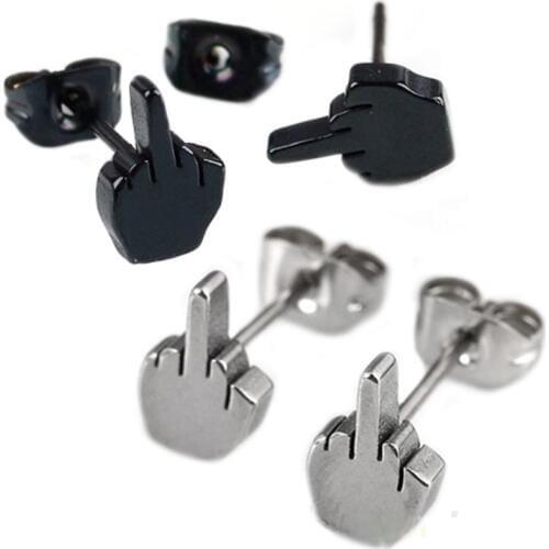 1Pair Fashion Punk Cool Black Stainless Steel Women Men Ear Jewelry Studs Earring