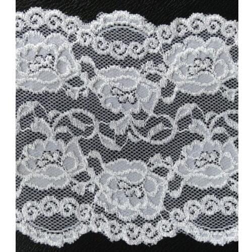 20cm High Quality Fashion Elastic Ivory Lace Trim,Fashion Accessories,Soft and Tender,Shining Look,XERY13820B