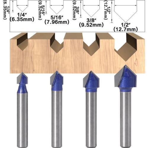 6mm Shank 90 Degree V Groove Router Bit 1/4" 5/16" 3/8" 1/2" Engraving Cutter