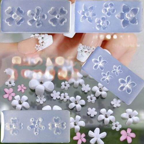 9 Pcs Five Petals Flower Ornaments Epoxy Resin Mold Nail Art Decorations Silicone Mould DIY Crafts Jewelry Casting Tool