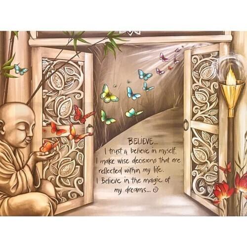 New Diamond Painting Full Square/Round Drill DIY Buddha and Butterflies 5D Daimond Embroidery Cross Stitch Kit Rhinestone BY101