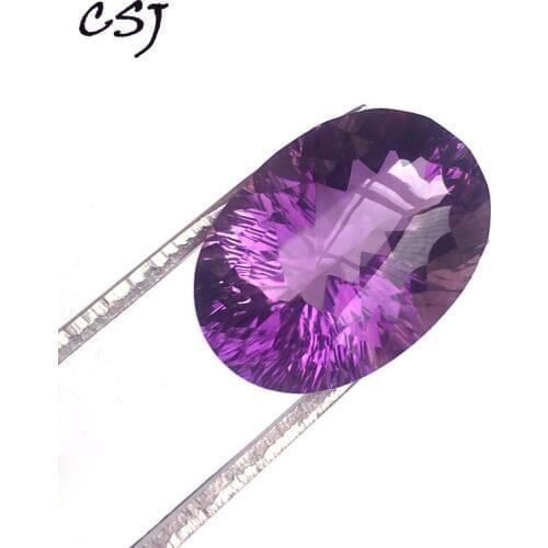 CSJ Real Natural Amethyst Loose Gemstone Oval Brilliant Concave Cut For Diy Fine Jewelry 925 Silver Gold Mounting Ring