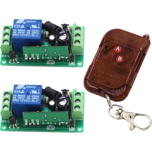 DC9V/24V 1CH Radio Remote Control Switch System 2Receiver&1Transmitter Learning Code Toggle Momentary Adjusted Mini Size 315/433