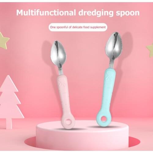 Fruit Ice Cream Spoons Stainless Steel Scraping Spoon Baby Food Dredge Scoop Household Baby Utensils Mother Feeding Tool