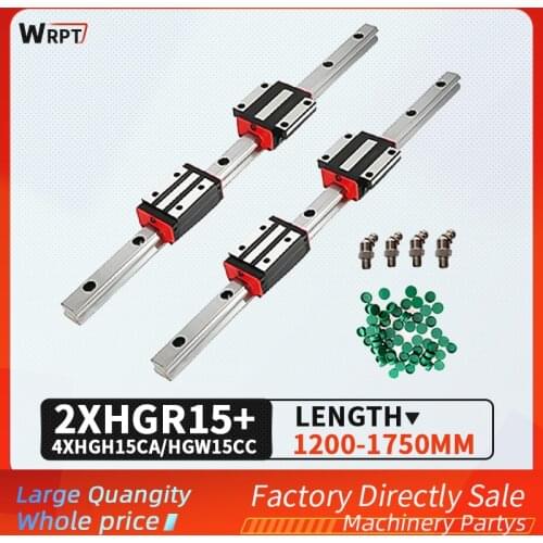 HGR15 1200mm-1750mm 2 linear guide + 4 slider bracket HGH15CA / flange HGW15CC CNC engraving machine engraving