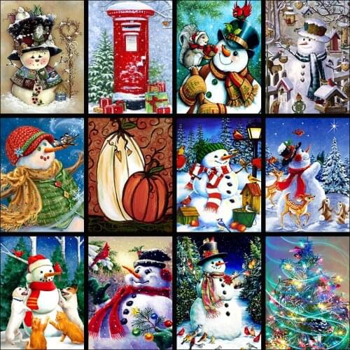5D Full Square Diamond Painting Mosaic Handmade Winter Scenery Cross Stitch Diamond Diamond Embroidery Christmas Decor Landscape