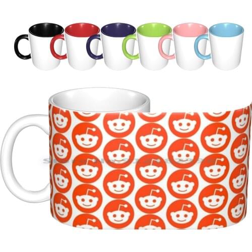 Reddit Mobile Logo Ceramic Mugs Coffee Cups Milk Tea Mug Orange Circle Meme Internet Funny Humour Pictures App Application