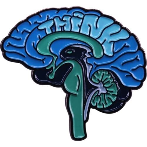 Anatomical brain badge body organ brooch think collar pin neurology medical jewelry weird Goth accessory