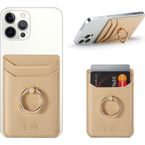 Leather Card Holder Phone Back Sticker 3M Adhesives Credit Card Case Mobile Phone Pouch Bag Wallet Stickers with Phone Stand