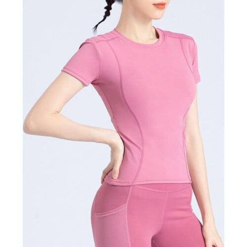 Yoga Crop Top Yoga T-shirt Womens Short Sleeve Summer High Elastic Running Top Deportivo Mujer Camisetas