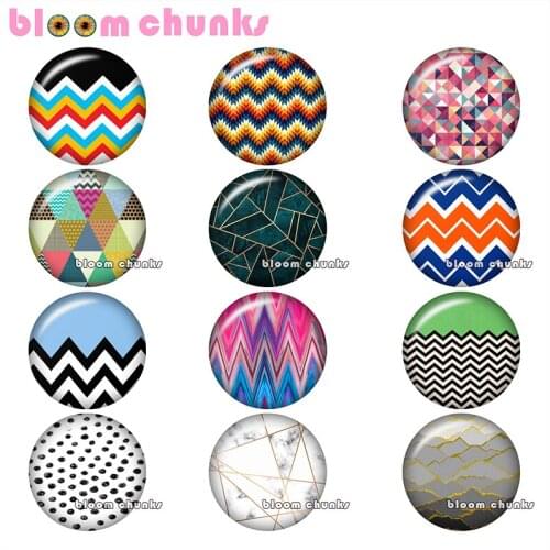 Round photo glass cabochon zigzag geometric demo flat back Making findings 12mm/18mm/20mm/25mm A8381
