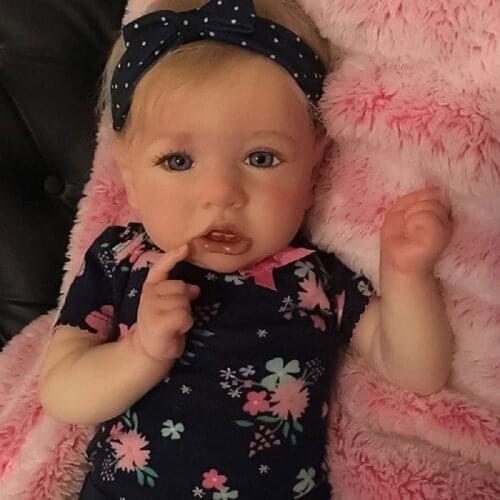 22'' Silicone Reborn Doll Soft Touch Rebirth Doll Sweet Girl Reborn Baby Toddler Realistic Baby Dolls With Heartbeat In Stock