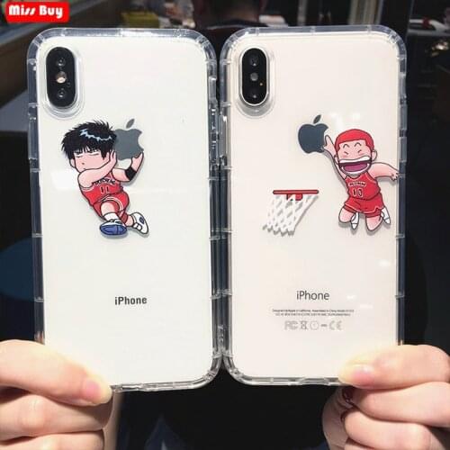 Cute Cartoon Slam Dunk Case For iPhone 12 11 Pro Max X 6 6s 6 7 8 Plus Xr Xs Max Coque Anime Fundas Soft Transparent Clear Cover