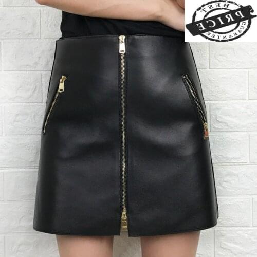 Mini Skirts Spring Womens Genuine Leather Skirt Real Sheepskin Short Skirt Elegant Clothes Faldas Mujer Moda 2021 LWL160a