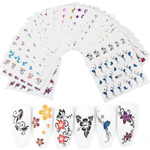 Butterfly Nail Stickers Water Transfer Nail Decals Flowers Butterfly Series Nail Art DIY Decals for Women Girls Decals
